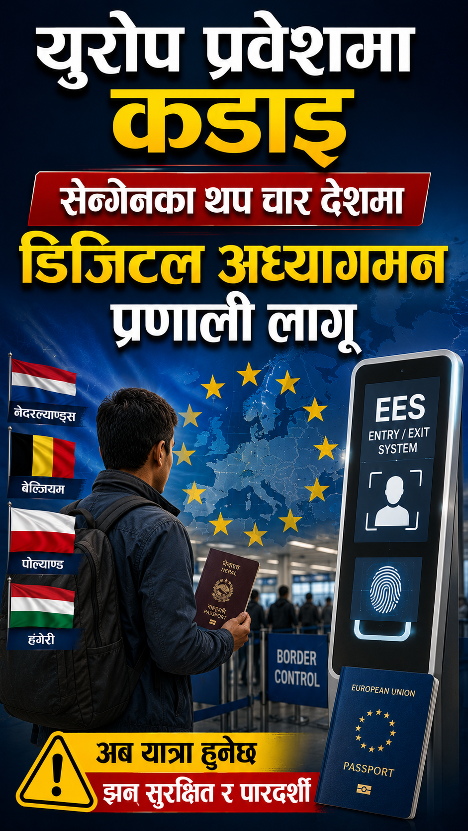 युरोप प्रवेशमा कडाइ, सेन्गेनका थप चार देशमा डिजिटल अध्यागमन प्रणाली लागू