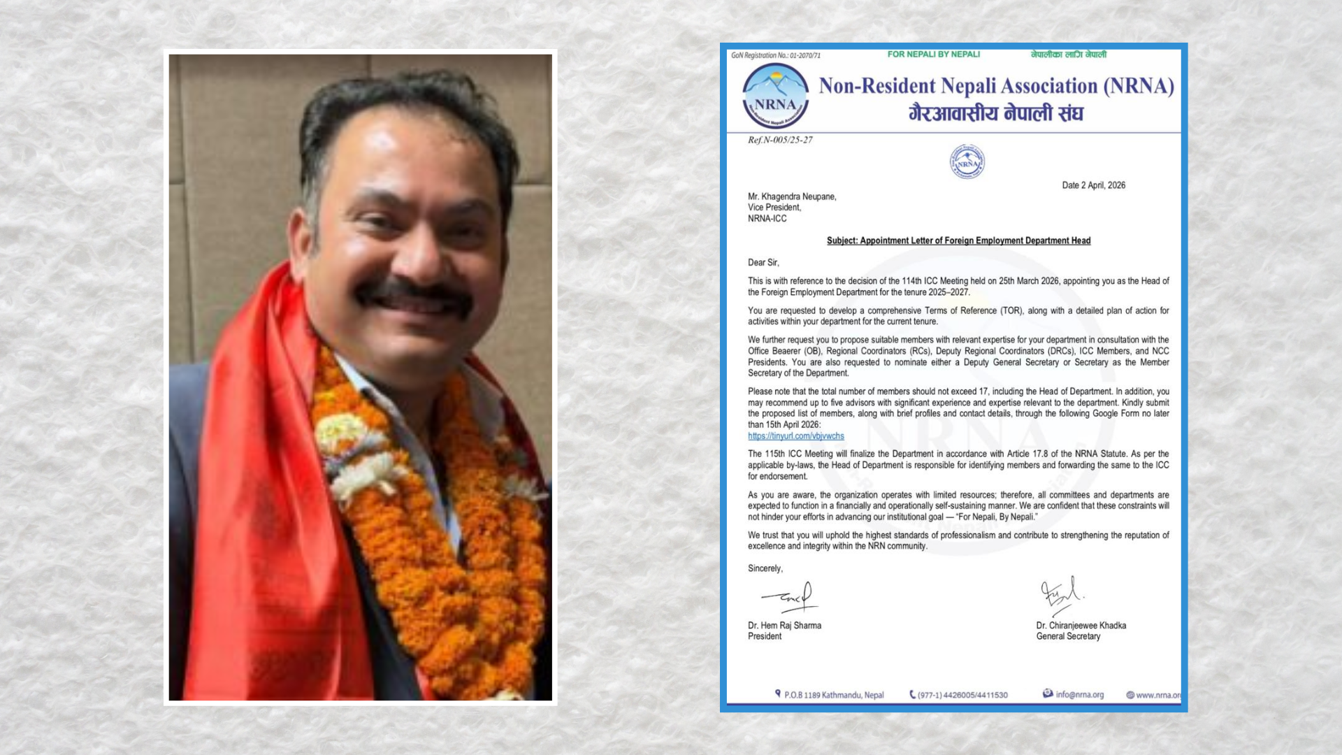 एनआरएनए टास्कफोर्स नेतृत्वमा न्यौपाने, श्रमिक हित प्राथमिकतामा