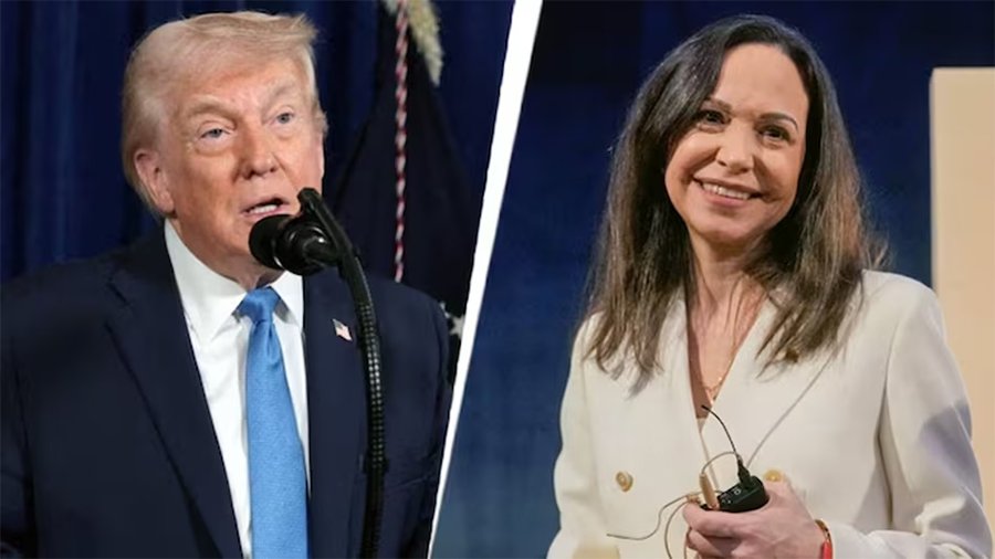 भेनेजुएलाकी विपक्षी नेतृद्वारा ट्रम्पलाई नोबेल शान्ति पुरस्कार पदक हस्तान्तरण