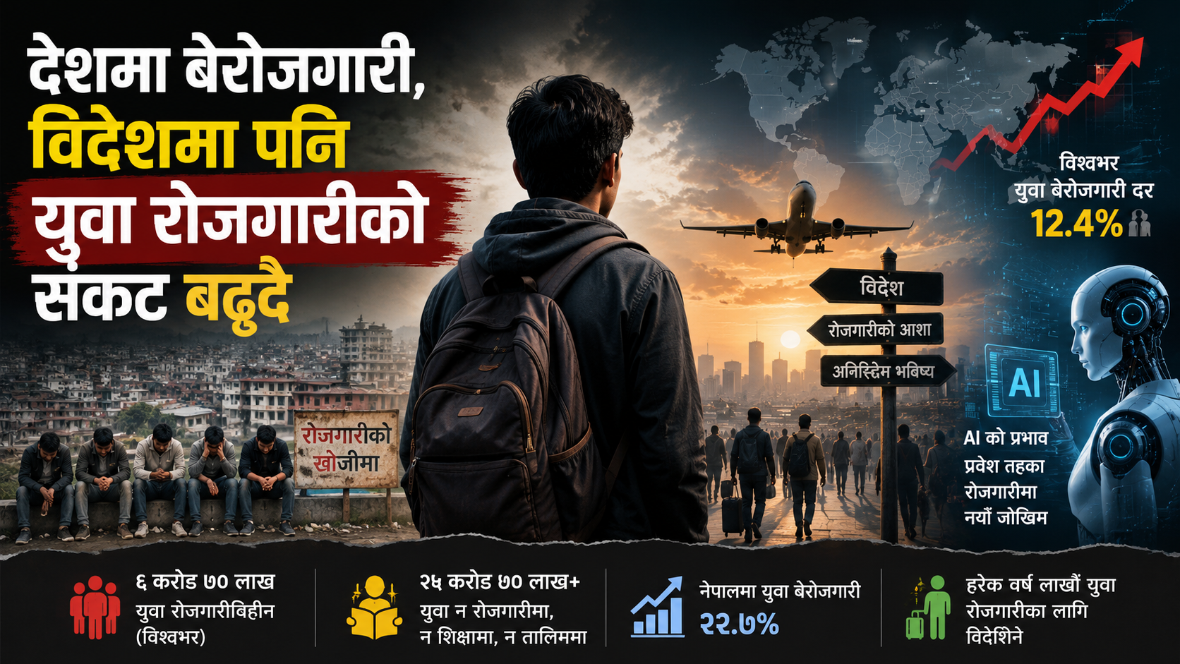 देशमा बेरोजगारी, विदेशमा पनि युवा रोजगारीको संकट बढ्दै