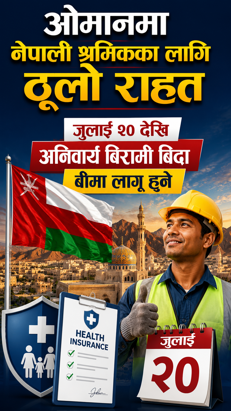 ओमानमा जुलाई २० देखि अनिवार्य बिरामी बिदा बीमा लागू हुने