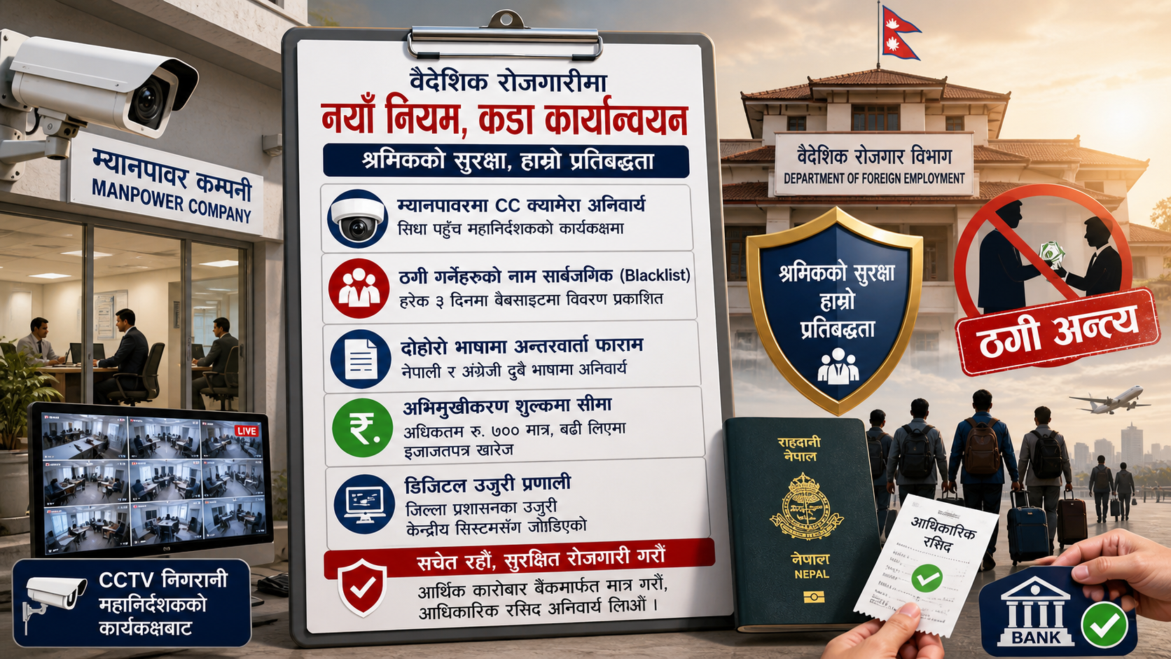 वैदेशिक रोजगारीमा कडाइ: म्यानपावरमा CCTV, ठगी गर्नेको नाम सार्वजनिक
